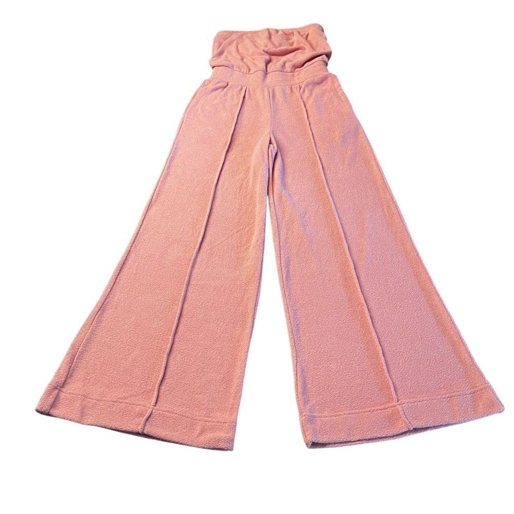 Out From Under Urban Outfitters Pink Strapless Soft Jumpsuit Wide-Leg Size Small - Picture 12 of 15